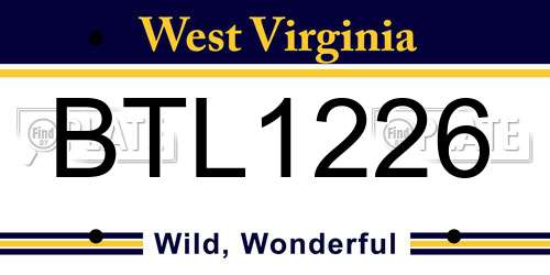 BTL1226 West Virginia License Plate