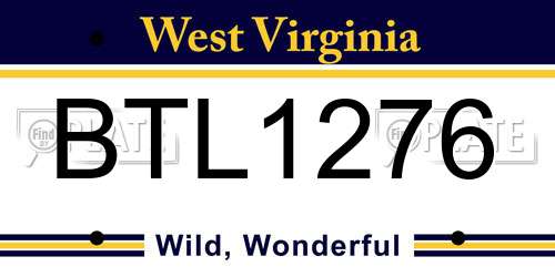 BTL1276 West Virginia License Plate