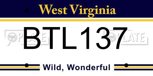BTL137 West Virginia License Plate