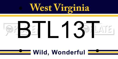 BTL13T West Virginia License Plate