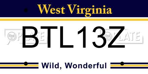 BTL13Z West Virginia License Plate