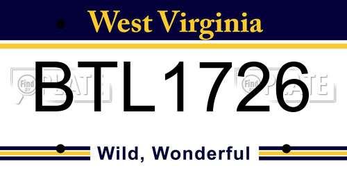 BTL1726 West Virginia License Plate