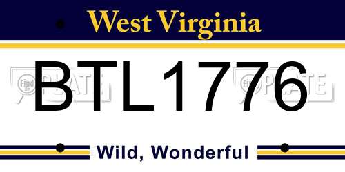 BTL1776 West Virginia License Plate