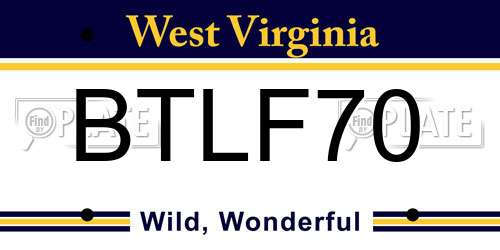 BTLF70 West Virginia License Plate