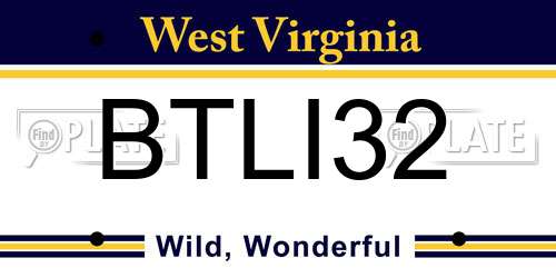 BTLI32 West Virginia License Plate