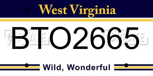 BTO2665 West Virginia License Plate