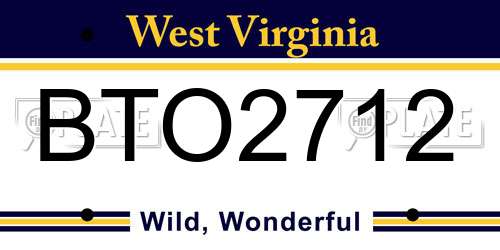 BTO2712 West Virginia License Plate