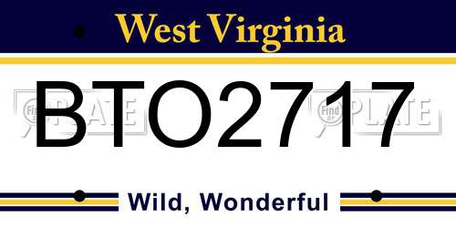 BTO2717 West Virginia License Plate