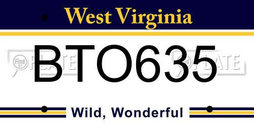 BTO635 West Virginia License Plate