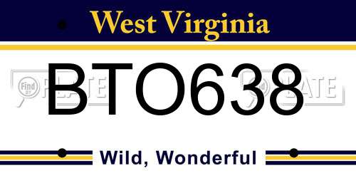 BTO638 West Virginia License Plate