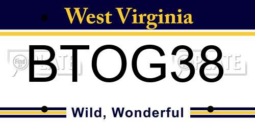 BTOG38 West Virginia License Plate