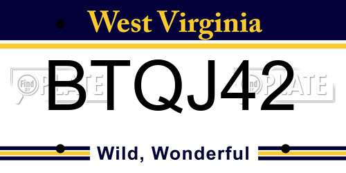 BTQJ42 West Virginia License Plate
