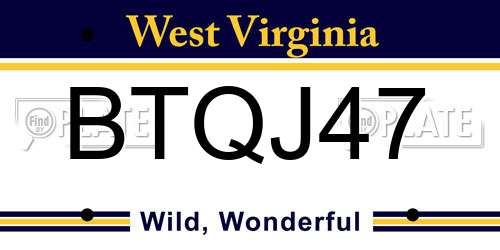 BTQJ47 West Virginia License Plate