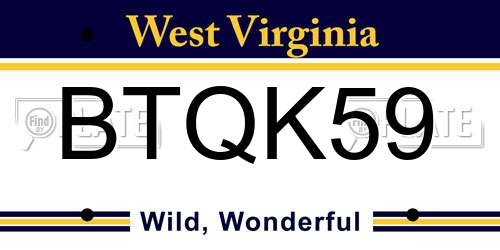 BTQK59 West Virginia License Plate