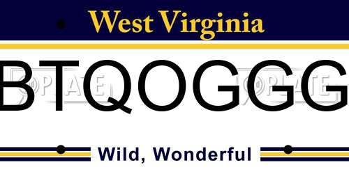 BTQOGGG West Virginia License Plate
