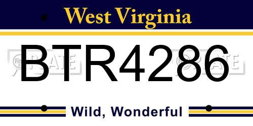 BTR4286 West Virginia License Plate