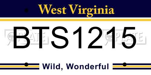 BTS1215 West Virginia License Plate