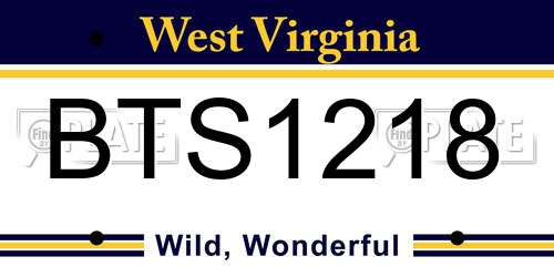 BTS1218 West Virginia License Plate