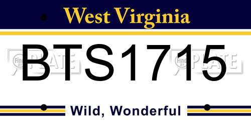 BTS1715 West Virginia License Plate