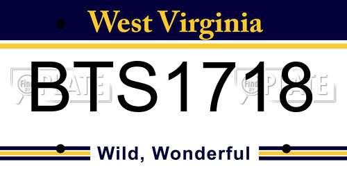 BTS1718 West Virginia License Plate