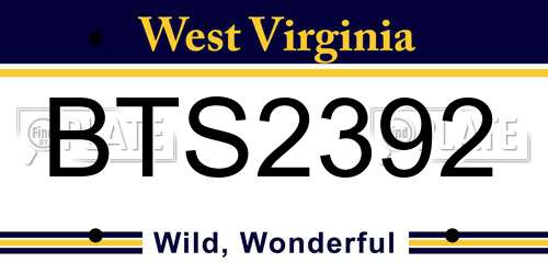 BTS2392 West Virginia License Plate