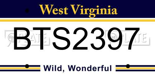 BTS2397 West Virginia License Plate