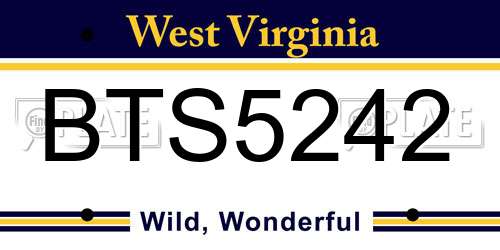 BTS5242 West Virginia License Plate