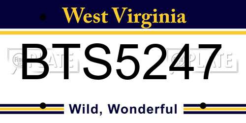 BTS5247 West Virginia License Plate