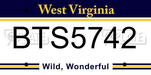 BTS5742 West Virginia License Plate