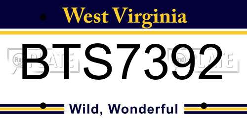 BTS7392 West Virginia License Plate
