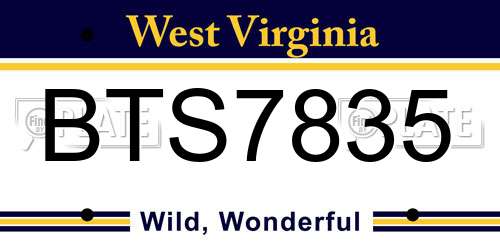 BTS7835 West Virginia License Plate
