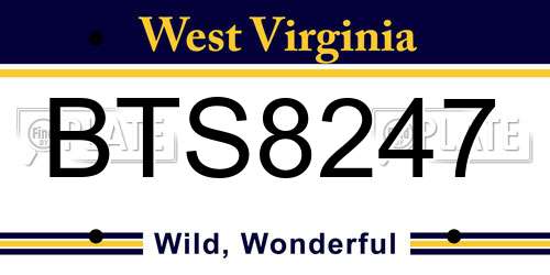 BTS8247 West Virginia License Plate