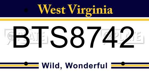 BTS8742 West Virginia License Plate