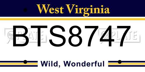 BTS8747 West Virginia License Plate