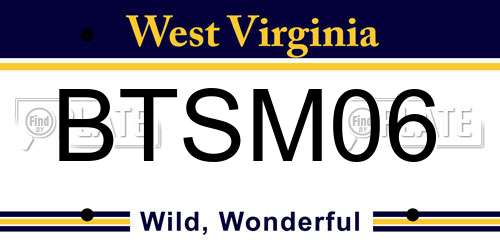 BTSM06 West Virginia License Plate