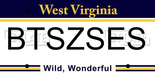 BTSZSES West Virginia License Plate