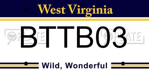 BTTB03 West Virginia License Plate