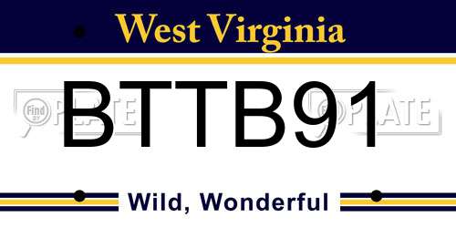 BTTB91 West Virginia License Plate
