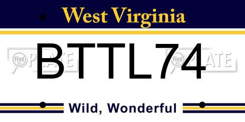 BTTL74 West Virginia License Plate