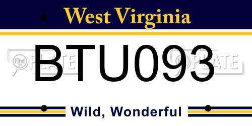 BTU093 West Virginia License Plate
