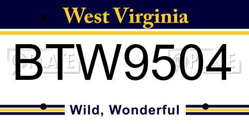 BTW9504 West Virginia License Plate