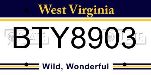 BTY8903 West Virginia License Plate