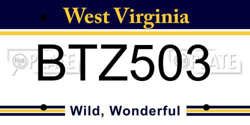 BTZ503 West Virginia License Plate