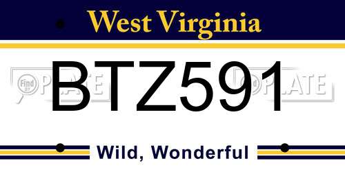 BTZ591 West Virginia License Plate