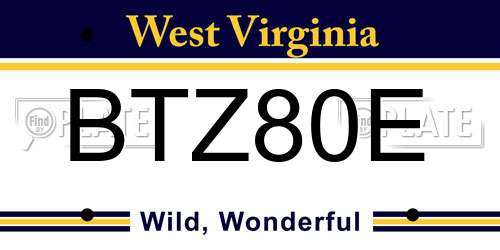 BTZ80E West Virginia License Plate