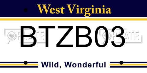 BTZB03 West Virginia License Plate