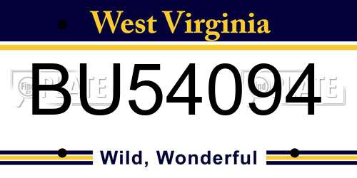 BU54094 West Virginia License Plate