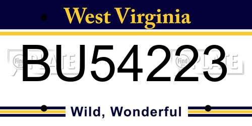 BU54223 West Virginia License Plate