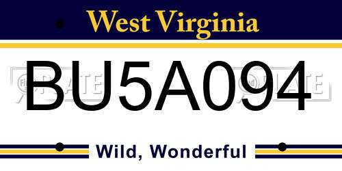 BU5A094 West Virginia License Plate