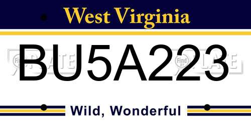 BU5A223 West Virginia License Plate